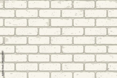 Seamless White Brick Wall Texture Vector. Modern Industrial Concrete Block Background. Vintage Style Grunge Pattern. Clean Minimal Urban Surface. Interior Design Element Illustration.
