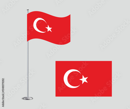 Flat Vector Illustration of the Turkey National Flag