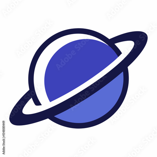 Saturn, planet icon, blue vector, ringed planet, astronomy symbol