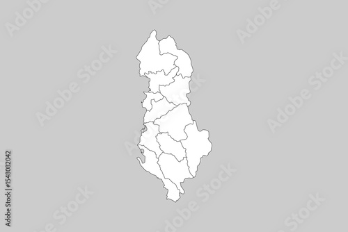 Vector map of Albania with provinces or territories and administrative divisions. Editable and clearly labeled layers.
