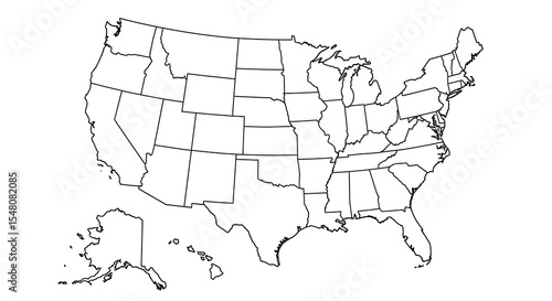 Blank United States Map with State Borders