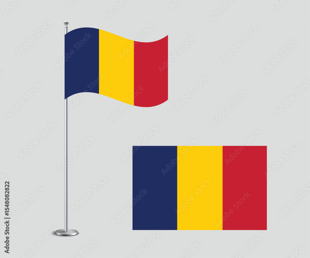 Fototapeta premium High Quality Vector Illustration of the Chad National Flag in Flat Style