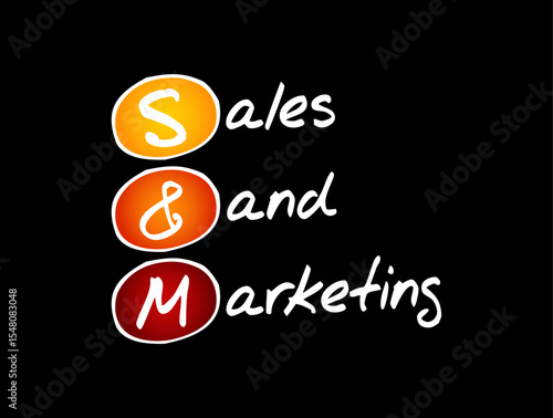 S and M - Sales and Marketing acronym, business concept background