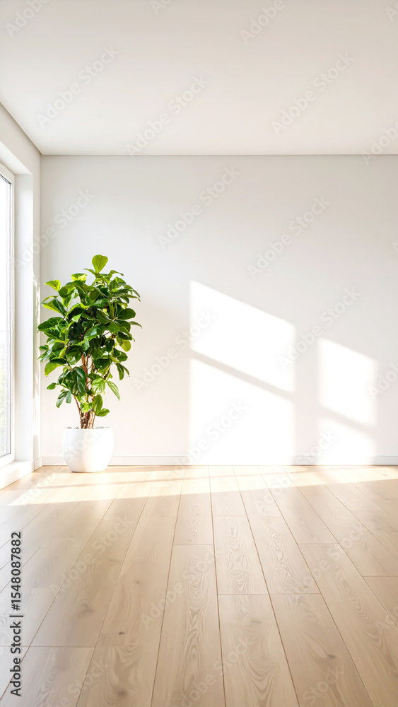 Fototapeta premium Zimmerpflanze im leeren Raum