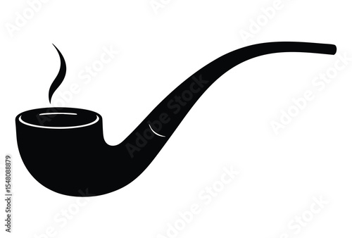 Smoking pipe silhouette simple vector icon flat design classic smoking accessory