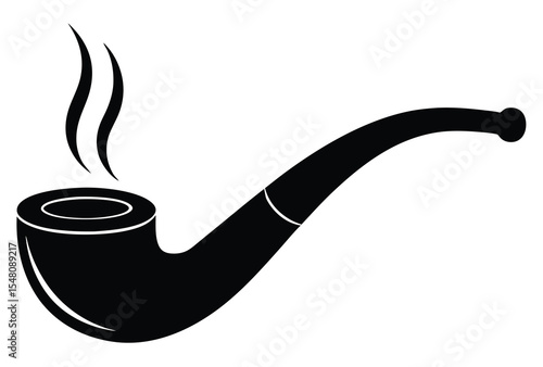 Flat design smoking pipe vector silhouette simple icon vintage smoking pipe illustration