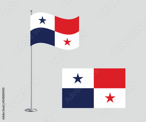 High Quality Vector Illustration of the Panama National Flag in Flat Style