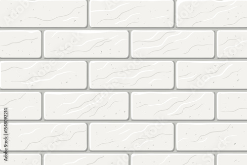 Modern seamless white concrete brick wall pattern, smooth minimalist texture, clean rectangular block design, stylish decorative background, interior exterior construction vector illustration