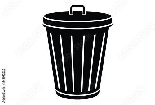 trash bin icon flat design vector silhouette illustration waste container trashcan