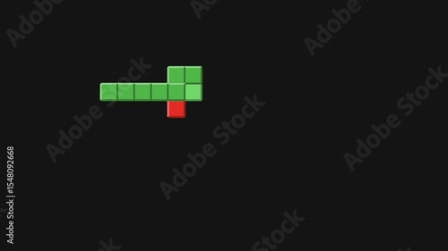 Retro Snake Gameplay - 8-bit Arcade Animation. Classic Pixel Game - Nostalgic 90s Gaming.