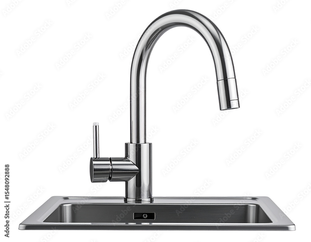 “Modern Chrome Kitchen Faucet with Curved Neck, Transparent PNG” “Modern Chrome Kitchen Faucet with Curved Neck, Transparent PNG”