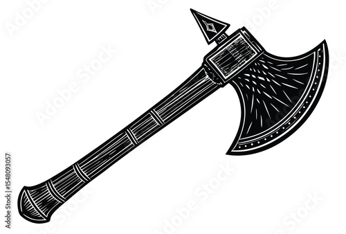 retro steel axe silhouette icon flat design vintage style old fashioned tool illustration