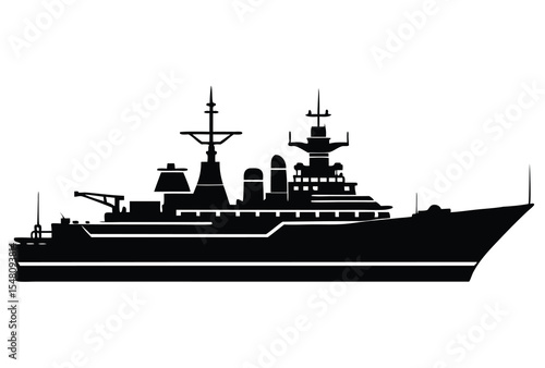 Warship silhouette vector simple icon flat design military battleship naval vessel