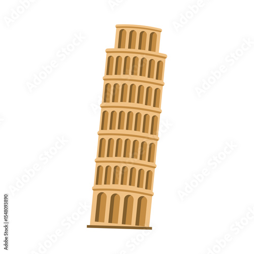 Leaning Tower of Pisa Vector Illustration Italian Landmark