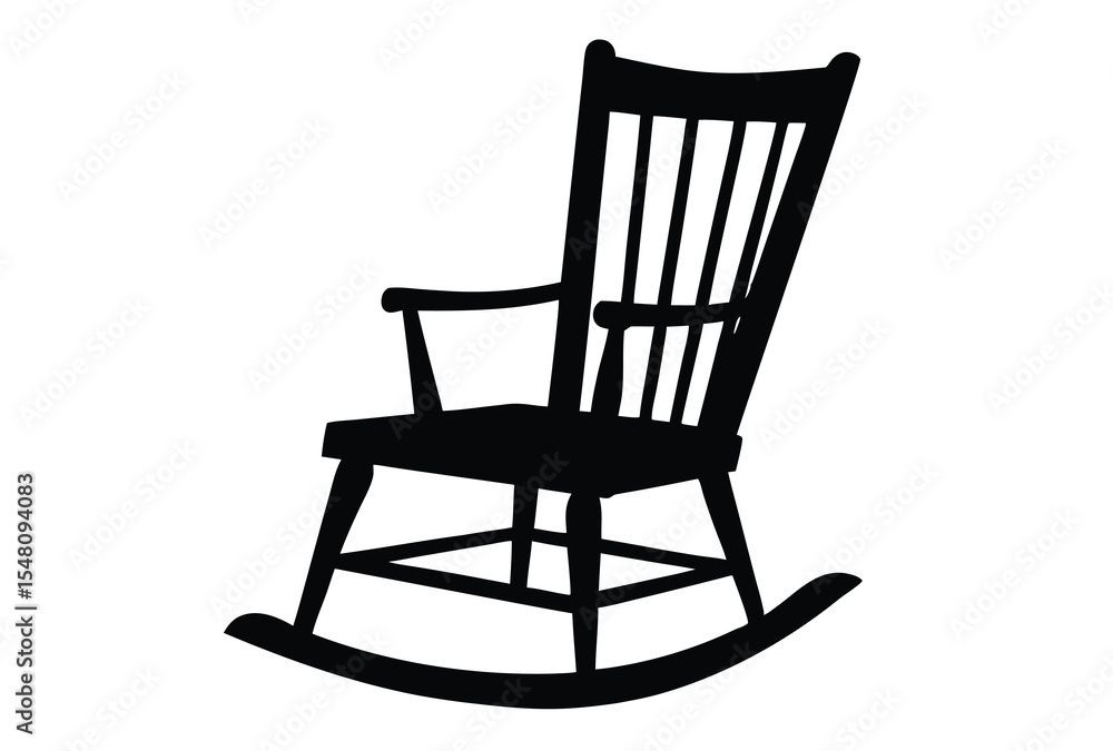 Wooden rocking chair silhouette simple icon flat design vector illustration modern furniture Wooden rocking chair silhouette simple icon flat design vector illustration modern furniture