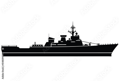 Warship silhouette vector simple icon flat design military battleship naval vessel