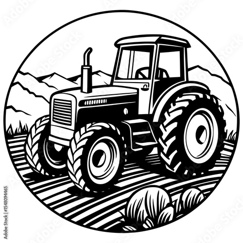 tractor isolated on white