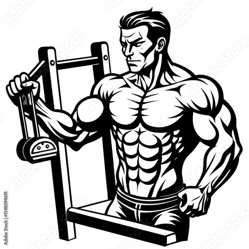 cartoon illustration of a bodybuilder posing