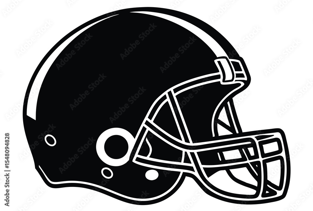 Naklejka premium Flat design American football helmet icon vector illustration silhouette simple sports equipment