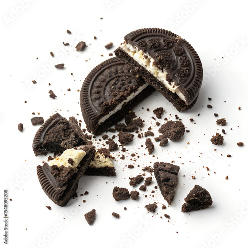 Crushed Oreos. isolated on a white background