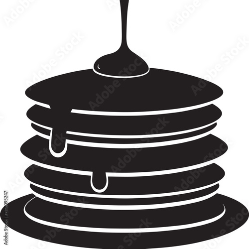 Delicious Breakfast Pancake Silhouette in Black | Flat Food Illustration Vector Format