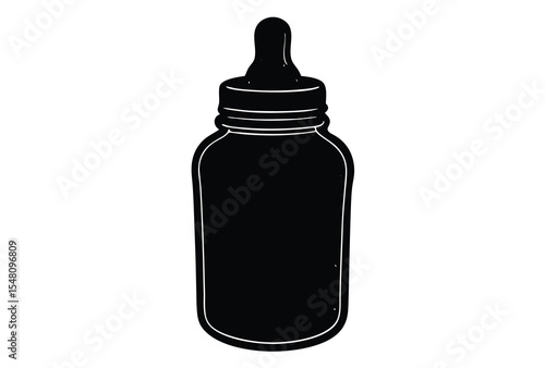 Simple baby bottle vector icon flat design silhouette for newborn care and baby feeding concept