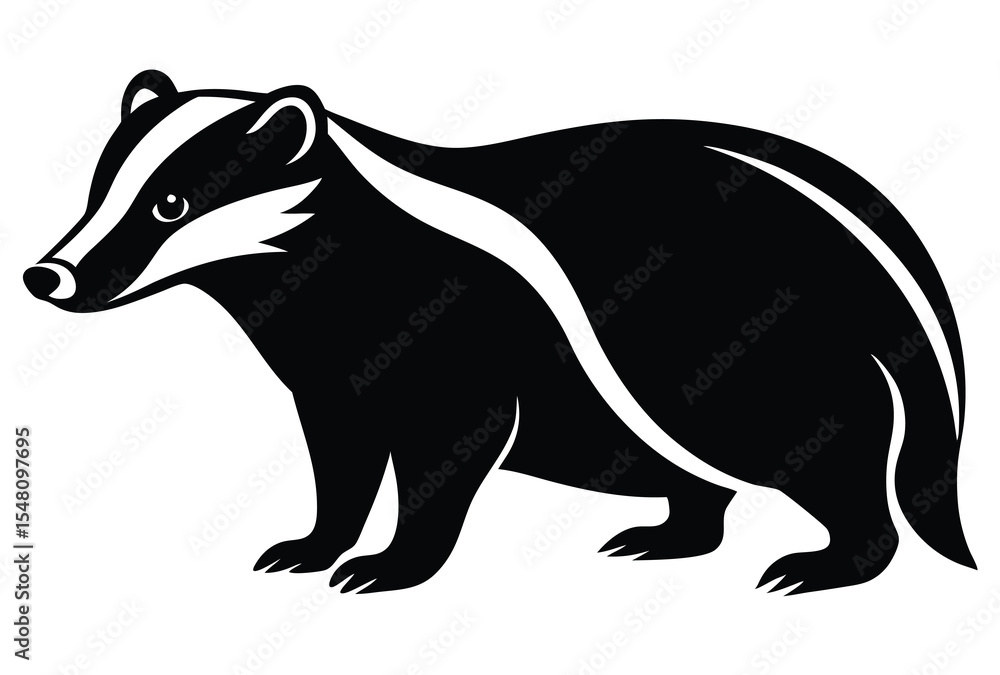 Fototapeta premium Badger Animal Silhouette Vector Icon Simple Wildlife Illustration Isolated