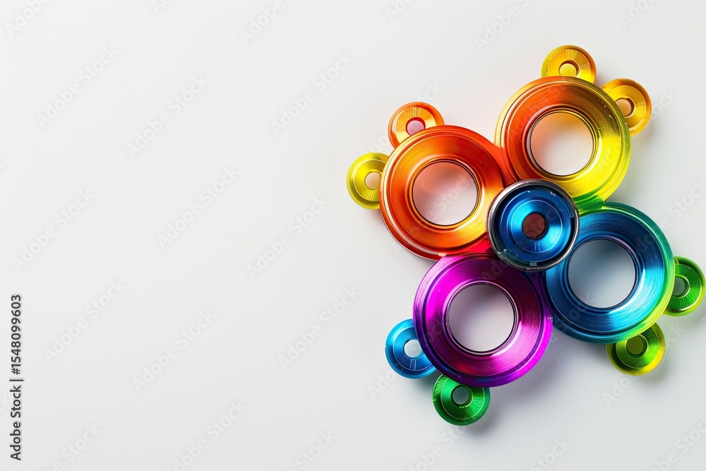 Premium Quality Picture of Colorful Fidget on White Background Premium Quality Picture of Colorful Fidget on White Background