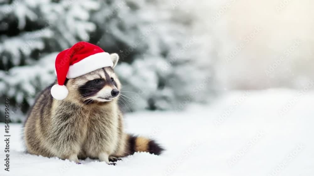Niedlicher Waschbär im Schnee Niedlicher Waschbär im Schnee