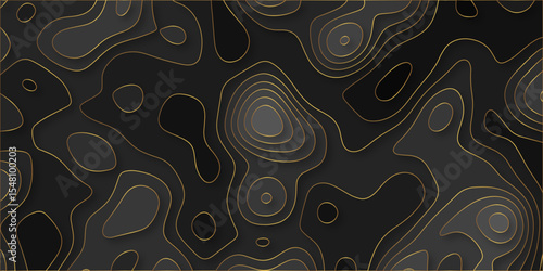 3D Papercut Stylized coloring topographic contour scheme and terrain. Abstract geometric layered curve line coloring background. Topographic contour lines vector map seamless pattern vector.	