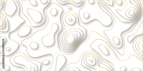 3D Papercut Stylized coloring topographic contour scheme and terrain. Abstract geometric layered curve line coloring background. Topographic contour lines vector map seamless pattern vector.	