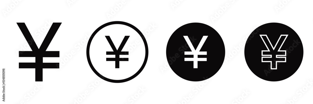 Obraz premium Set of Global Currency Symbols – Euro, Dollar, Pound, and Yen Icons in Flat and Outline Style