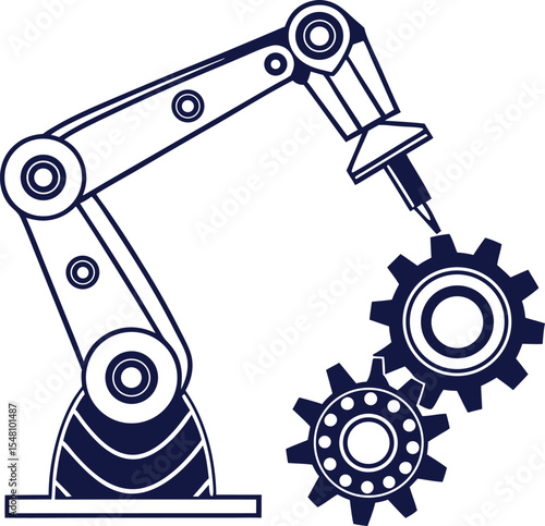 robotic arm gear machine factory tool vector icon