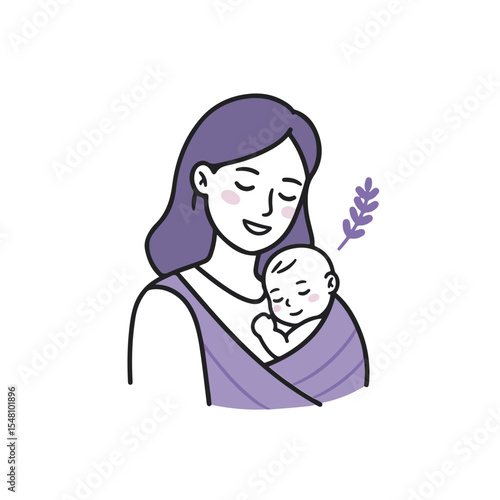 A mother cradles her peacefully sleeping infant in a loving embrace.