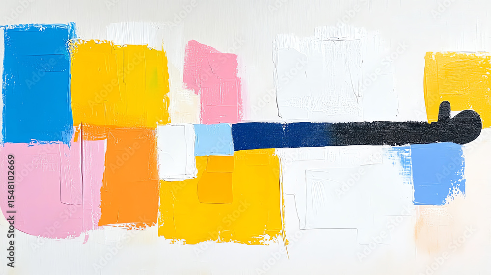 Naklejka premium A vibrant abstract painting with bold colors and dynamic shapes that evoke creativity and modern art aesthetics.