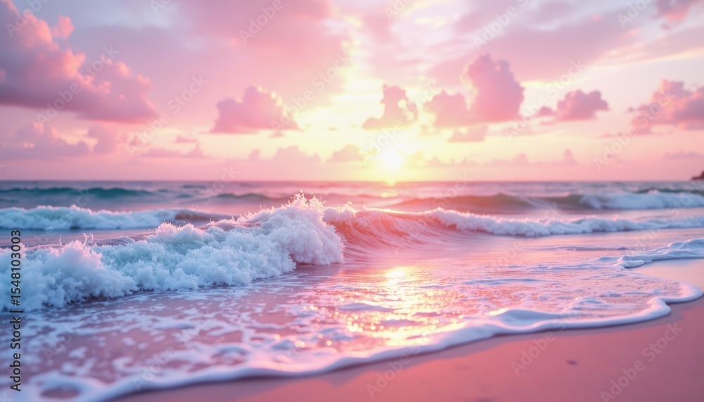 Obraz premium Sunset waves at a tranquil beach ocean scenery serene environment coastal viewpoint nature photography