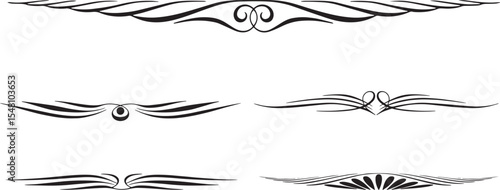 Elegant Calligraphic Line Dividers and Ornaments Set: Swirls, Wings, and Flourishes