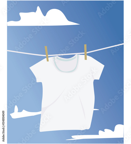 drying white clothes.White laundry hanging to dry 