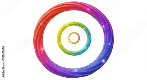 虹色円環 鮮やか光彩 幾重にも重なる美しい渦巻き. AI Generated