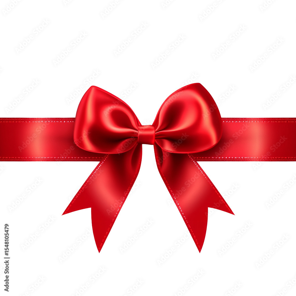 Fototapeta premium A red ribbon bow with a white background