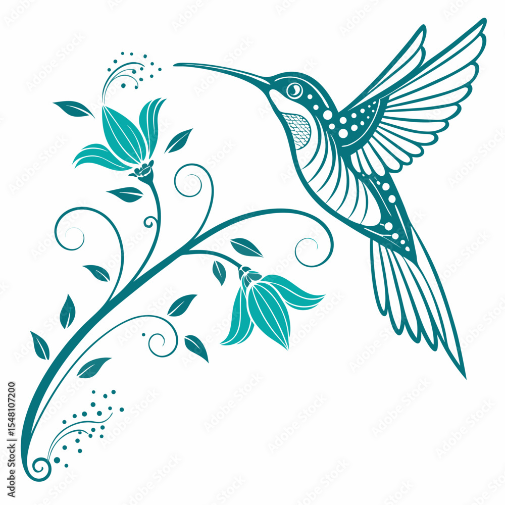 Fototapeta premium vector illustration of an abstract bird | Watercolor Style Hummingbird Vector – Bright and Elegant