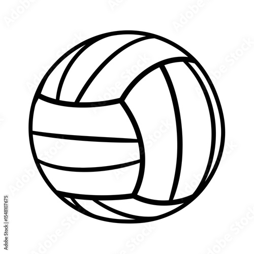 Illustration of a volleyball with black outline on a white background in a simple graphic style