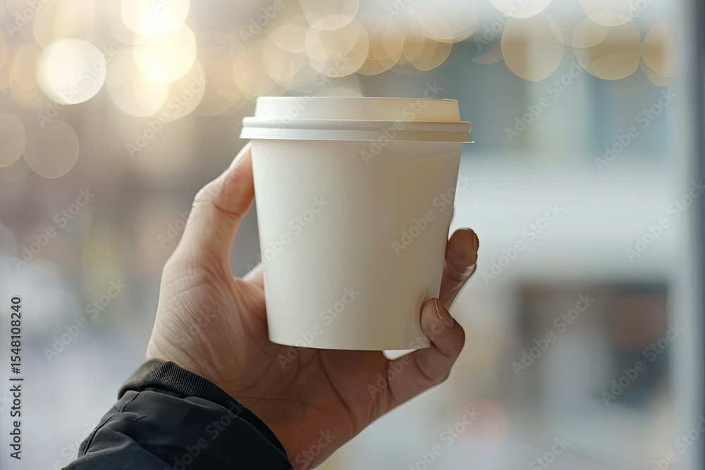 High Definition View of Closeup Hand Holding Coffee Cup High Definition View of Closeup Hand Holding Coffee Cup