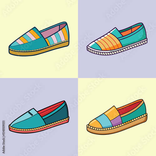 Espadrilles Flat Illustration in Simple Minimalist Flat Style