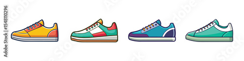 Sneakers Flat Style Footwear Vector Illustration