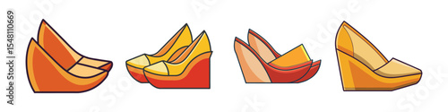 Wedges Flat Style Footwear Vector Illustration