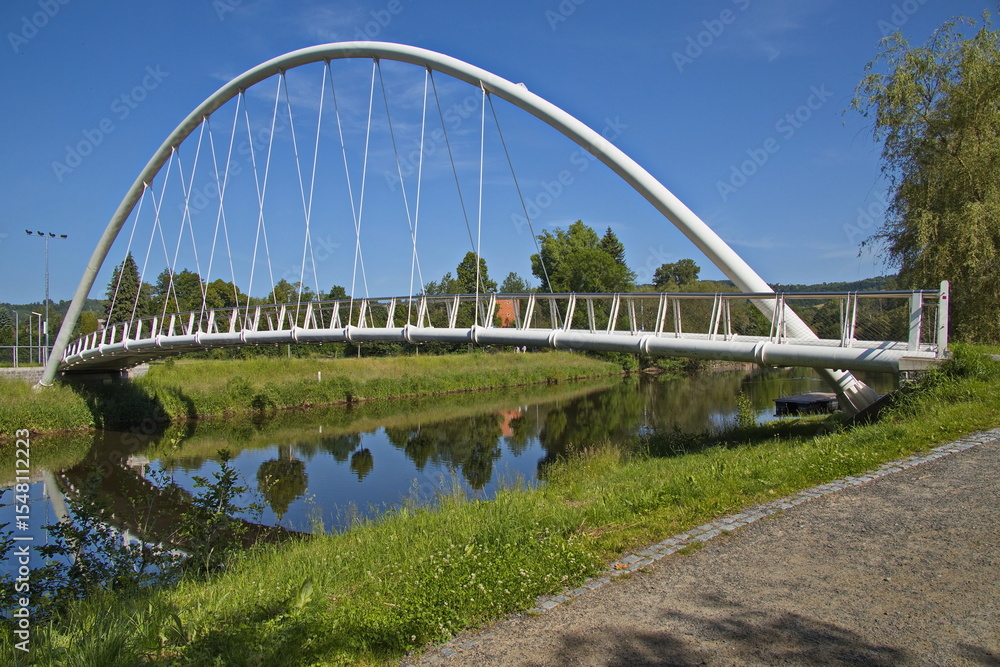 Obraz premium Footbridge over river Jizera in Semily,Liberec Region, Czech Republic, Europe 