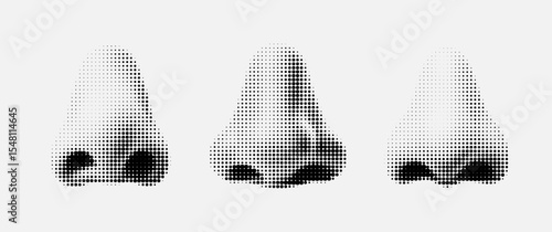 Set of Human Noses in Halftone Style – Pop Art Vector Anatomy Illustration