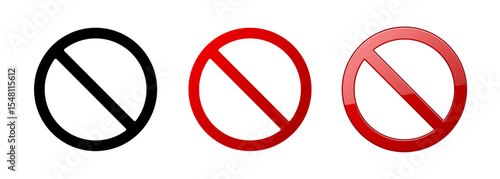 Prohibition Sign Icons – Set of 3 Vector No Entry Symbols in Flat and Glossy Styles Free Download Prohibition Sign Icons – Set of 3 Vector No Entry Symbols in Flat and Glossy Styles - GFXLoad