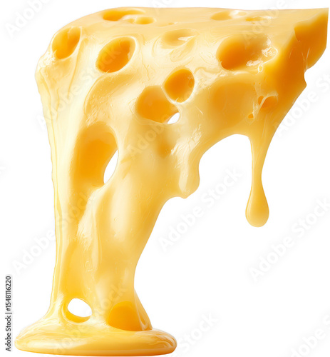 Melted Yellow Cheese Dripping With Creamy Texture Against Transparent Background